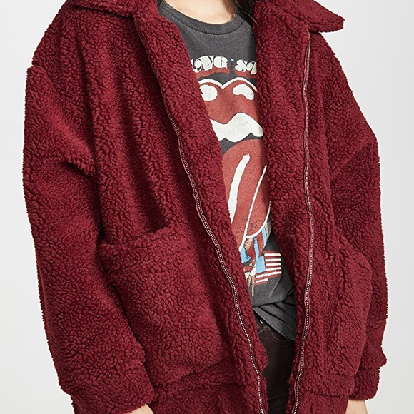 LAST ONE Dark Burgundy Oversize Pixie Teddy Coat - Picture 2 of 7